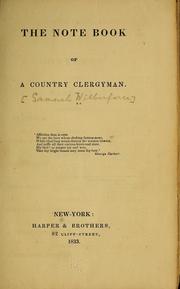 Cover of: The note book of a county clergyman by Samuel Wilberforce