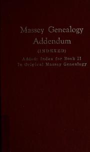 Cover of: Massey genealogy. Addendum