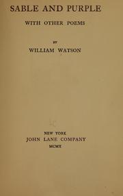 Cover of: Sable and purple by Watson, William