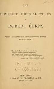 Cover of: The complete poetical works of Robert Burns by Robert Burns