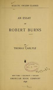 Cover of: An  essay on Robert Burns.