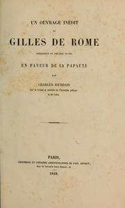 Cover of: Un ouvrage inédit de Gilles de Rome en faveur de la Papauté