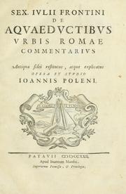 Cover of: Sex. Iulii Frontini De aquaeductibus urbis Romae commentarius by Sextus Julius Frontinus