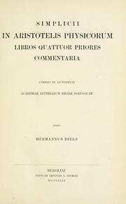 Cover of: Simplicii in Aristotelis Physicorum libros quattuor priores commentaria