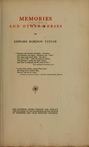 Cover of: Memories by Edward Robeson Taylor