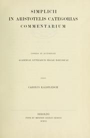 Cover of: In Aristotelis Categorias commentarium ...