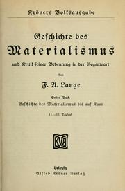 Cover of: Geschichte des materialismus und kritik seiner bedeutung in der gegenwart