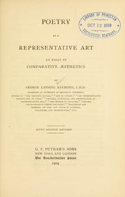Cover of: Poetry as a representative art: an essay in comparative easthetics