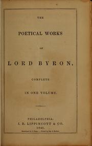 Cover of: The poetical works of Lord Byron