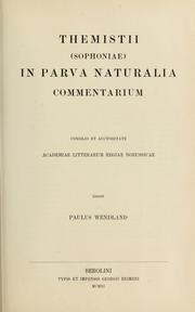 Cover of: In Parva naturalia commentarium ... by Themistius