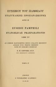 Cover of: Evangelicae praeparationis libri XV: ad codices manuscriptos