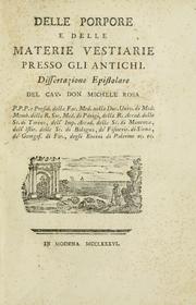 Cover of: Delle porpore e delle materie vestiarie presso gli antichi by Michele Rosa