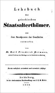 Cover of: Lehrbuch der griechischen Antiquitäten by von Dr. Karl Friedrich Hermann, ...