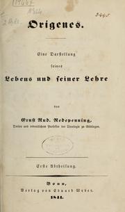 Cover of: Origenes: Eine Darstellung seines Lebens und seiner Lehre