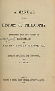 Cover of: A manual of the history of philosophy