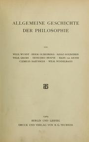 Cover of: Allgemeine Geschichte der Philosophie