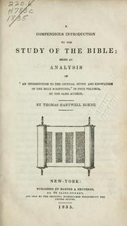 Cover of: A compendious introduction to the study of the Bible | Thomas Hartwell Horne