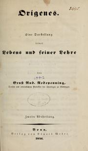 Cover of: Origenes: Eine Darstellung seines Lebens und seiner Lehre