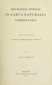 Cover of: In Parva naturalia commentaria ... by Michael of Ephesus