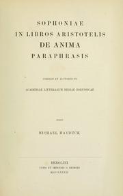 Cover of: Sophoniae in libros Aristotelis De anima paraphrasis by Sophonias