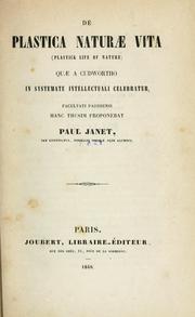 Cover of: De plastica naturae vita by Janet, Paul, Janet, Paul