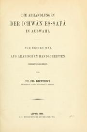 Cover of: Die abhandlungen der Ichwân es-safâ in auswahl by Basra Ikhwān al-ṣafā