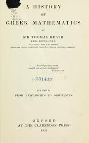 Cover of: A history of Greek mathematics by Thomas Little Heath