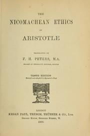 Cover of: The Nicomachean ethics of Aristotle by translated by F.H. Peters