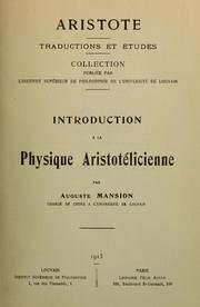 Cover of: Introduction à la physique aristotélicienne