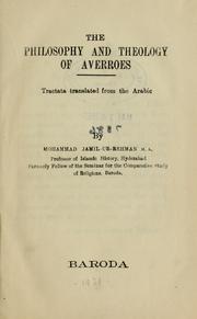 Cover of: The philosophy and theology of Averroes