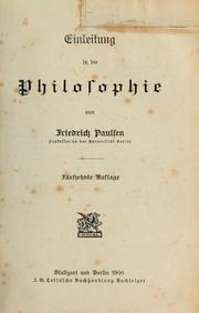 Cover of: Einleitung in die philosophie by Paulsen, Friedrich