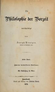 Cover of: Die Philosophie der Vorzeit