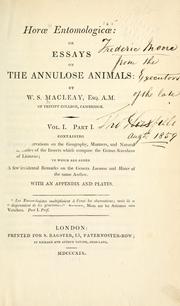 Horae entomologicae by William Sharp Macleay