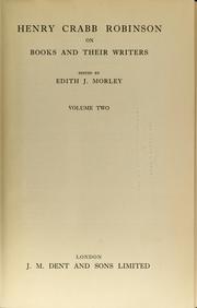 Cover of: Henry Crabb Robinson on books and their writers