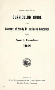 Cover of: Curriculum guide and courses of study in business education for North Carolina