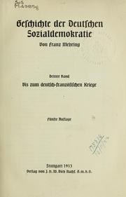 Cover of: Geschichte der deutschen Sozial-demokratie