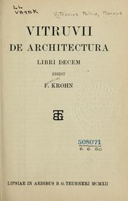 Cover of: Vitruvii De architectura by Vitruvius Pollio