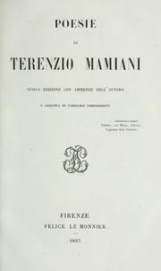 Cover of: Poesie by Mamiani della Rovere, Terenzio conte