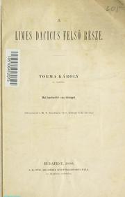Cover of A limes Dacicus felső része by károly torma