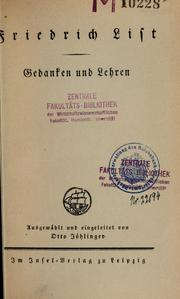 Cover of: Gedanken und Lehren by List, Friedrich