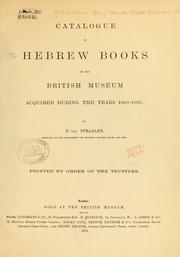 Cover of: Catalogue of the Hebrew books in the library of the British Museum by British Museum. Department of Oriental Printed Books and Manuscripts.