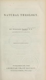 Cover of: Natural theology by William Paley