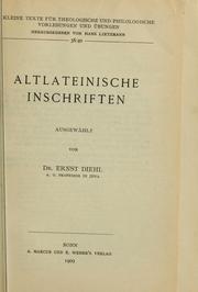 Cover of: Altlateinische Inschriften: Ausgewählt von Ernst Diehl