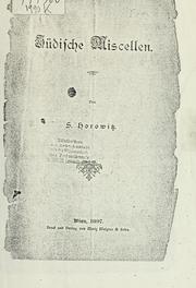 Cover of: Jüdische Miscellen by Saul Horovitz, Saul Horovitz