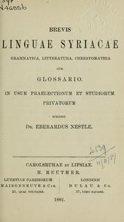 Cover of: Brevis linguae Syriacae grammatica, litteratura, chrestomathia: cum glossario
