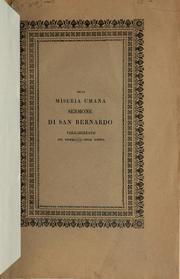 Cover of: Della miseria umana by Saint Bernard of Clairvaux