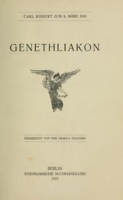 Cover of: Genethliakon by Carl Robert