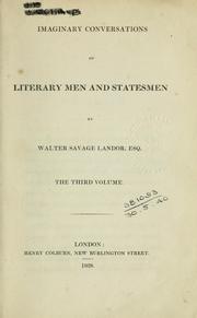 Cover of: Imaginary conversations of literary mem and statesmen by Walter Savage Landor