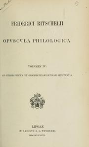 Cover of: Kleine philologische Schriften by Friedrich Wilhelm Ritschl