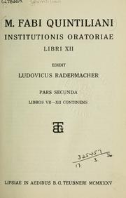 Cover of: Institvtionis oratoriae libri XII